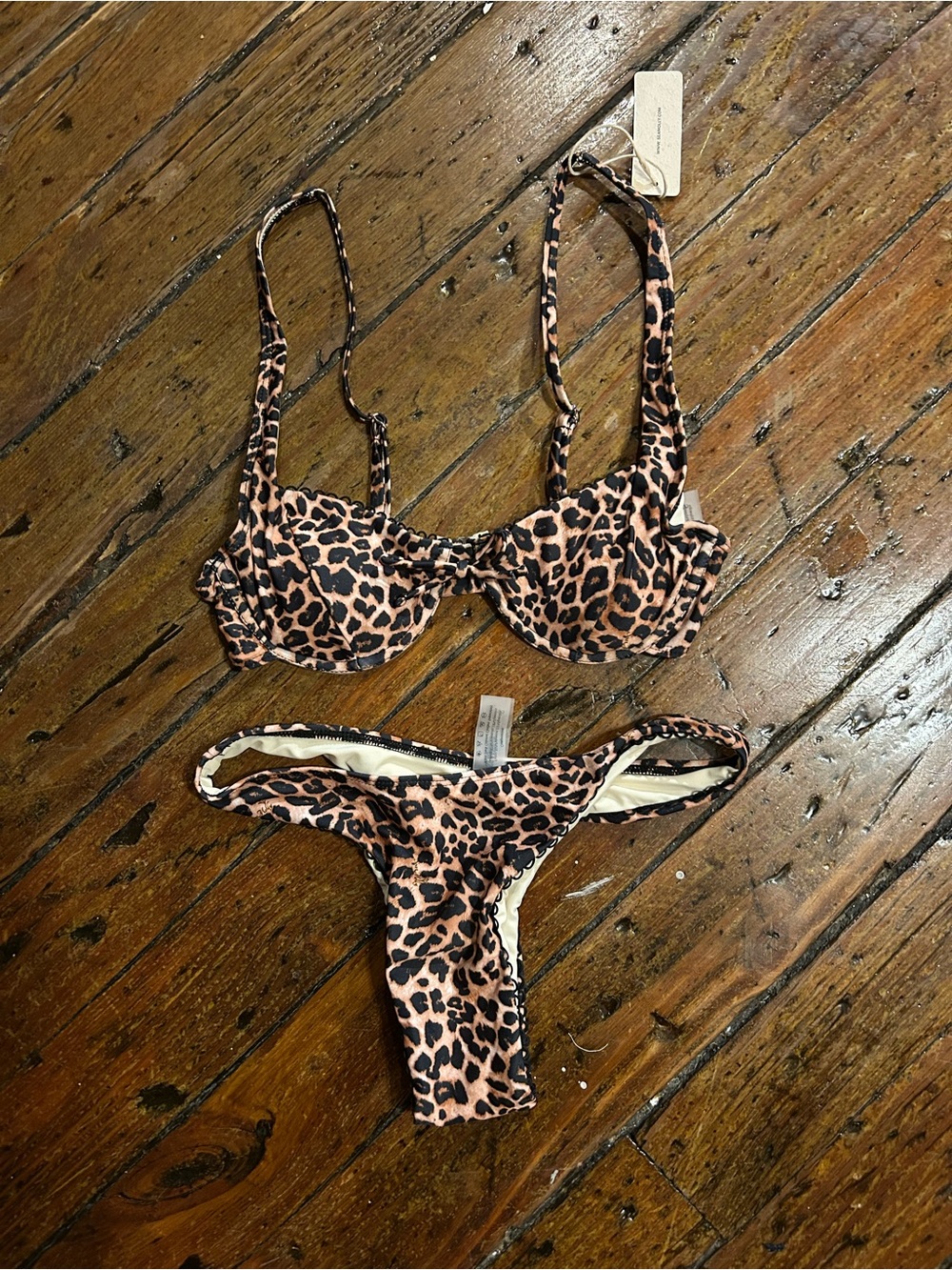 SEAMOLLY Leopard Black and Brown Print Underwire Bikini Women Swim Set
